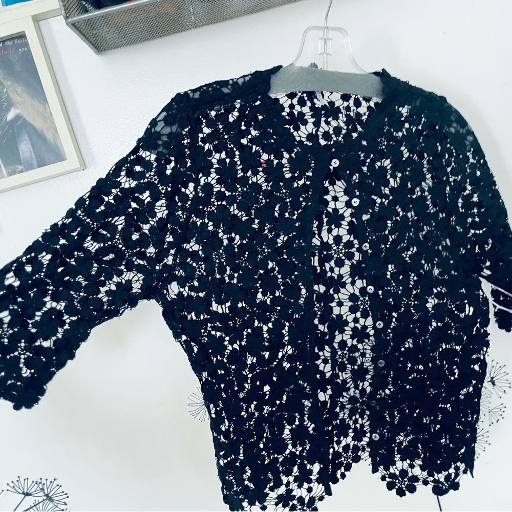 Morgane Le Fay Black Floral Lace Top